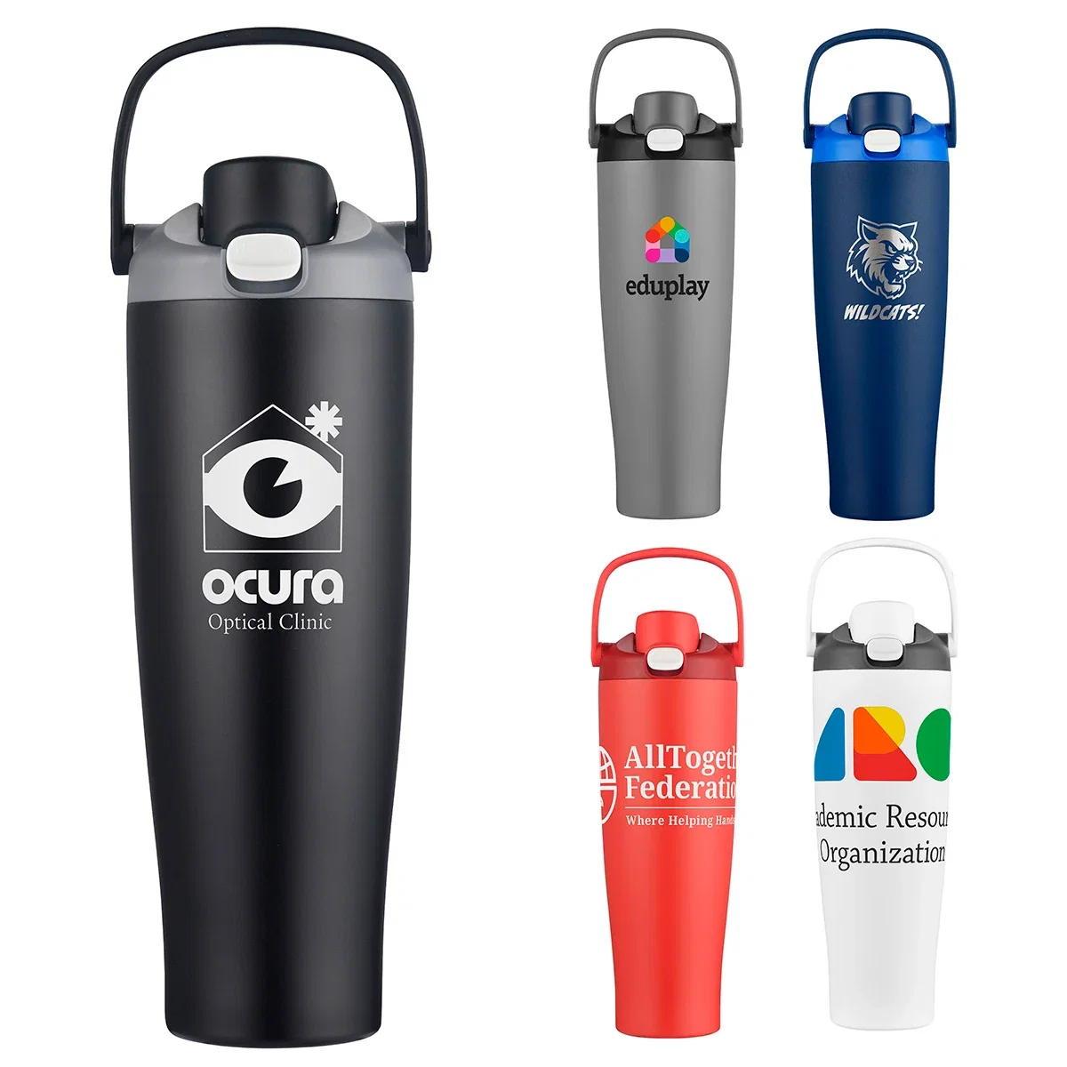 Custom Siren 40 oz Recycled Stainless Steel Vacuum Tumbler, front view of the branded tumbler