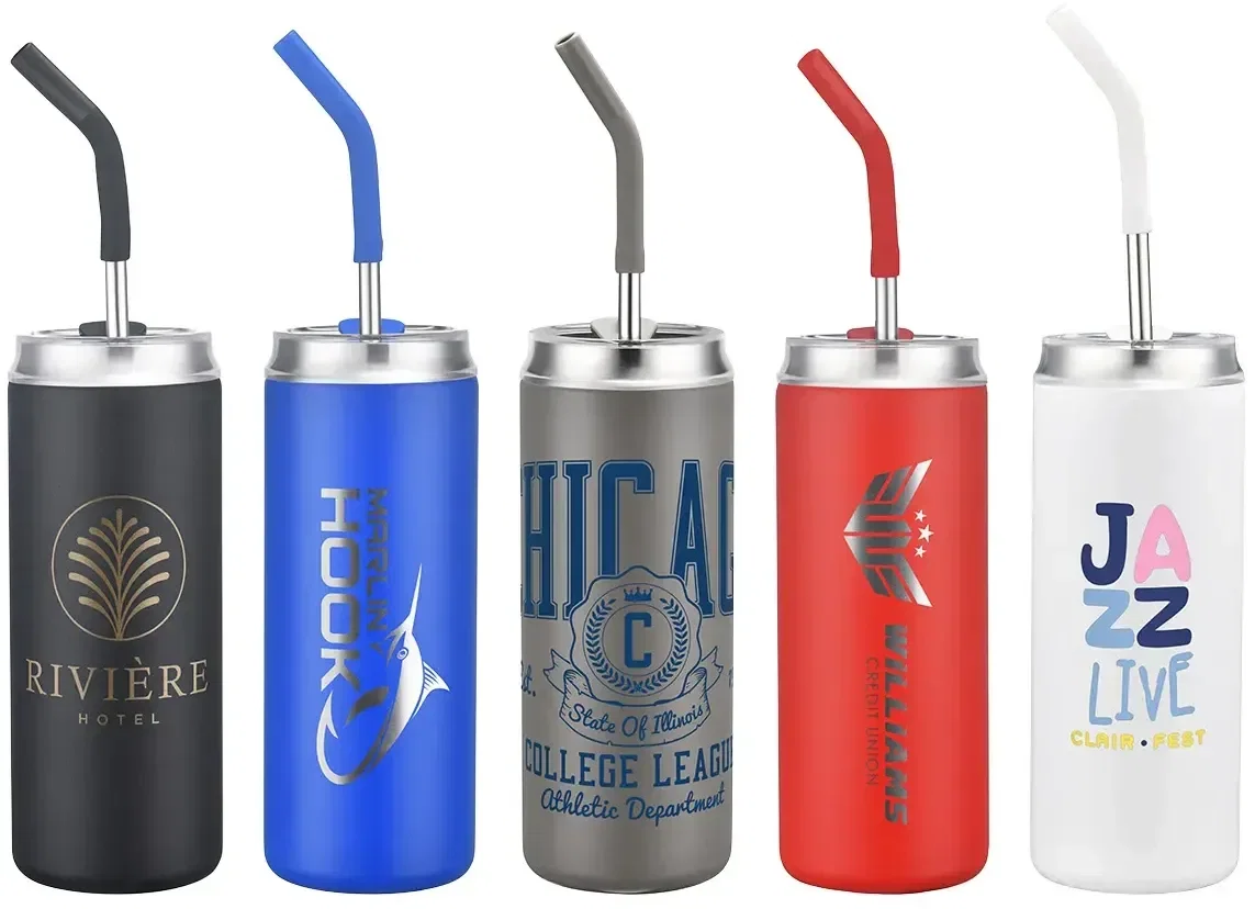 Sirena 20 oz Copper-Lined Straw Tumbler, front view of the custom insulated drinkware with logo imprint space