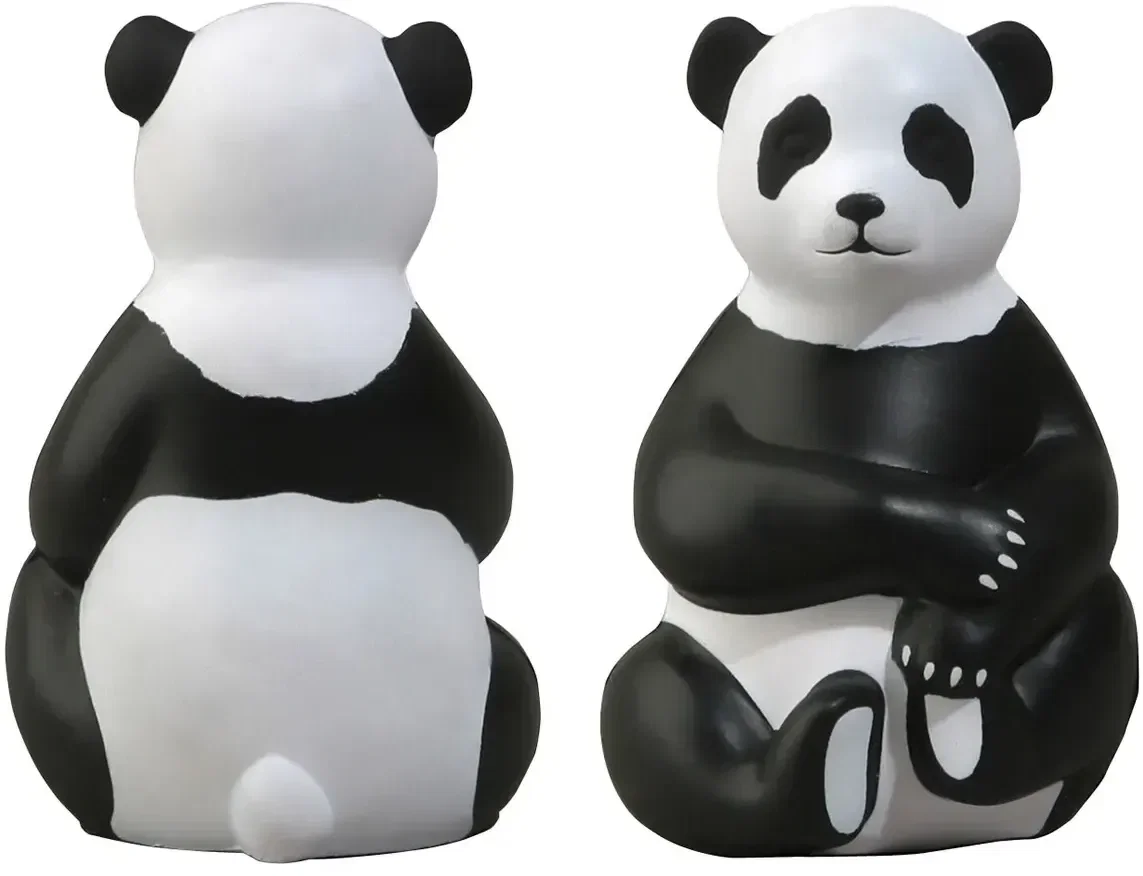 Sitting Panda Stress Reliever, custom seated-panda foam squeeze toy for branded zoo logo giveaways