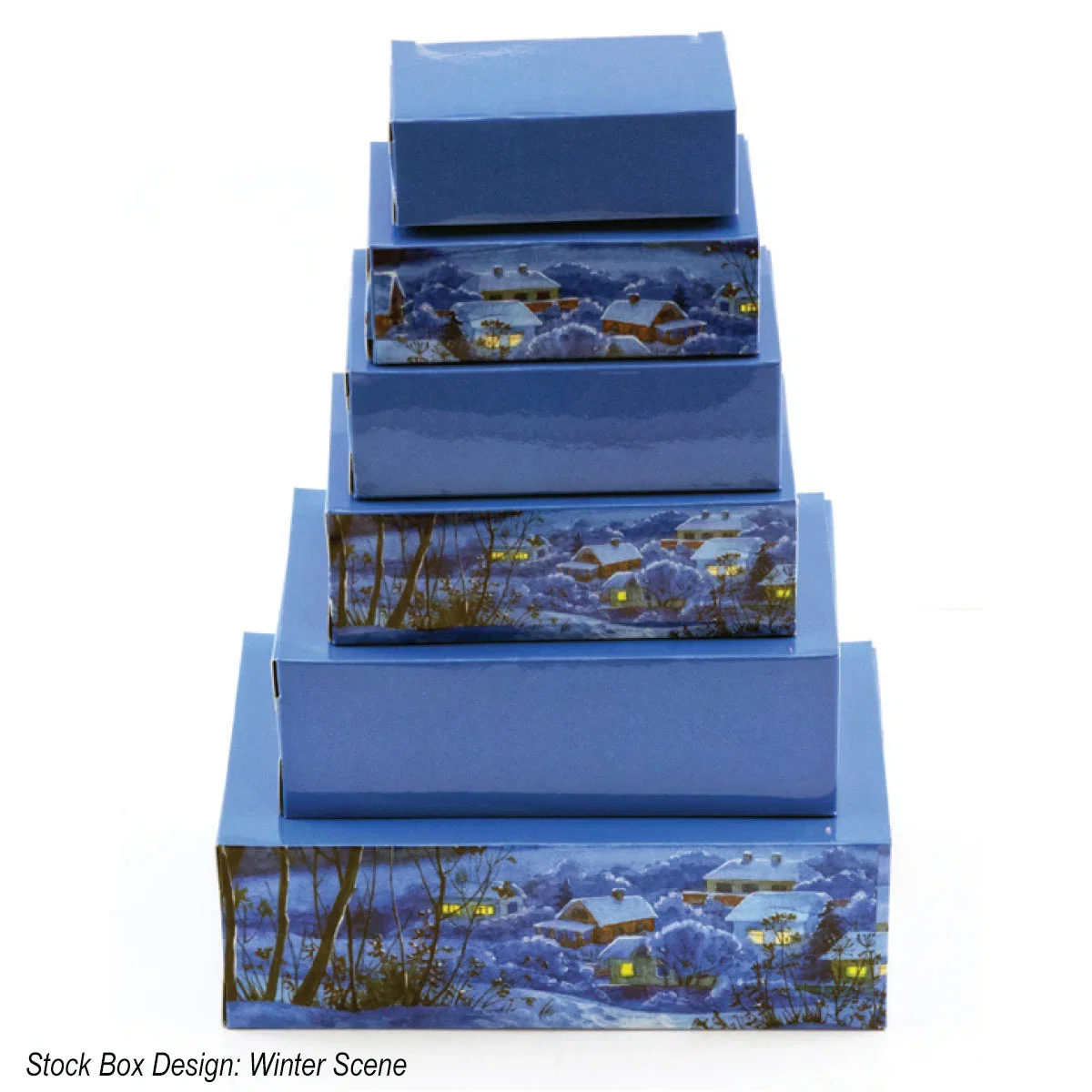 Stacked boxes viewed from the front at ten inches tall