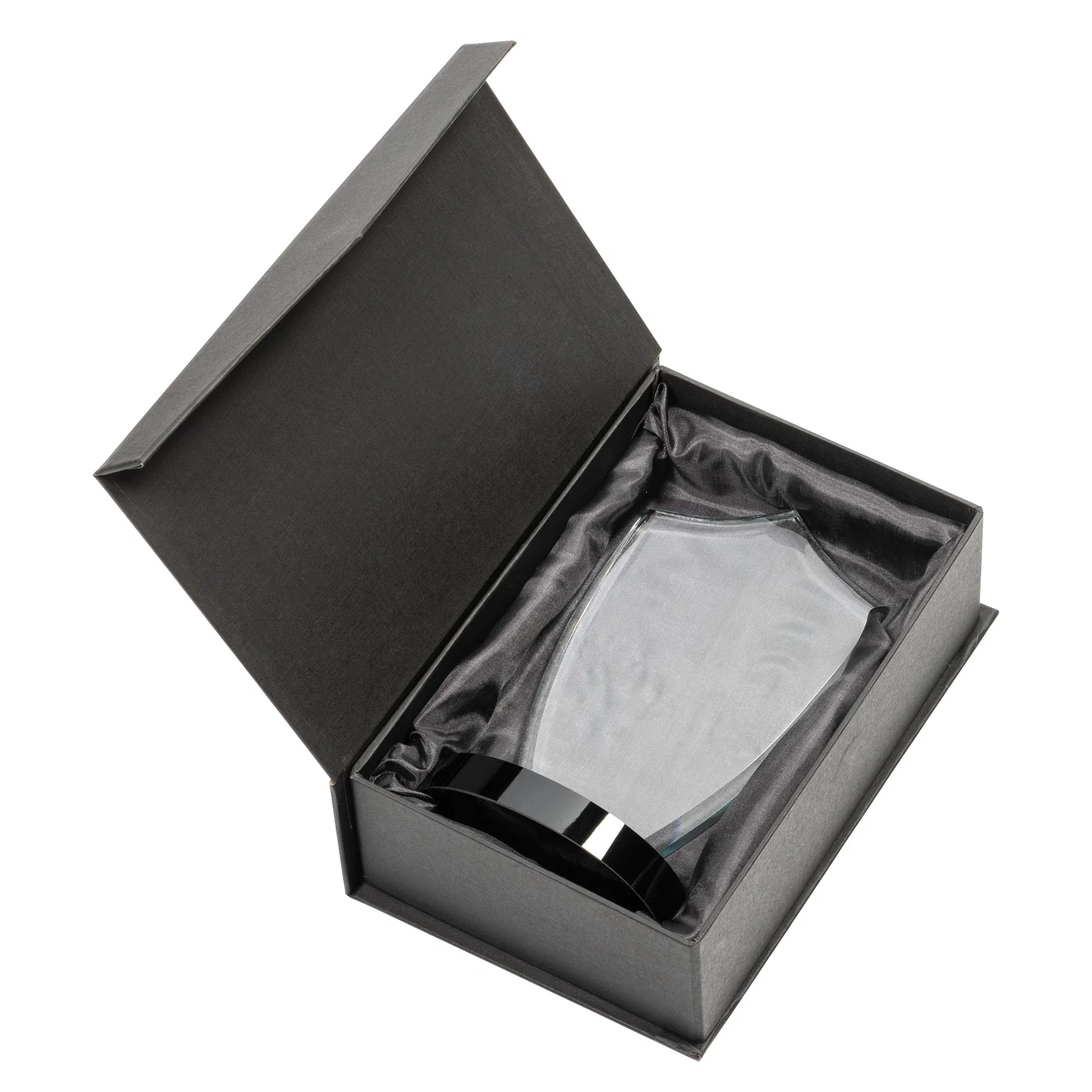 Custom Starfire Crystal Shield Award With Deep Etch and VividPrint, awards for retirement presentations