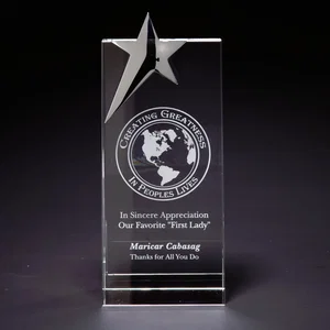 Skyward Star Large Optically Perfect Award, 3.75" x 9" x 2", Etched Imprint