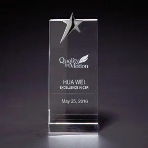 Skyward Star Medium Optically Perfect Award, 2.75" x 6.5" x 2", Etched Imprint