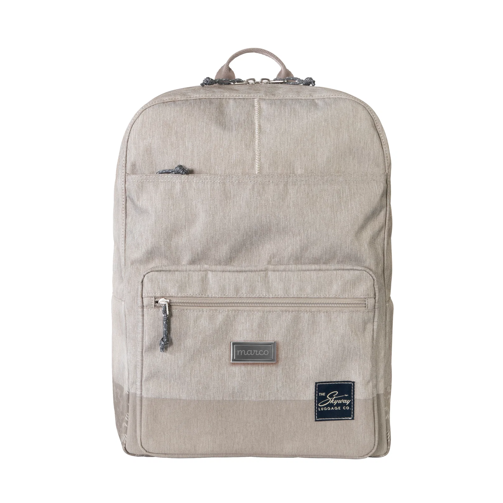 Simple daypack standing upright at sixteen inches tall