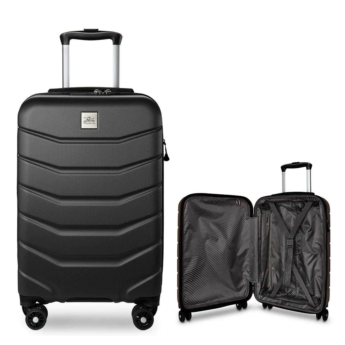 Black case viewed from the side at about 22 inches tall