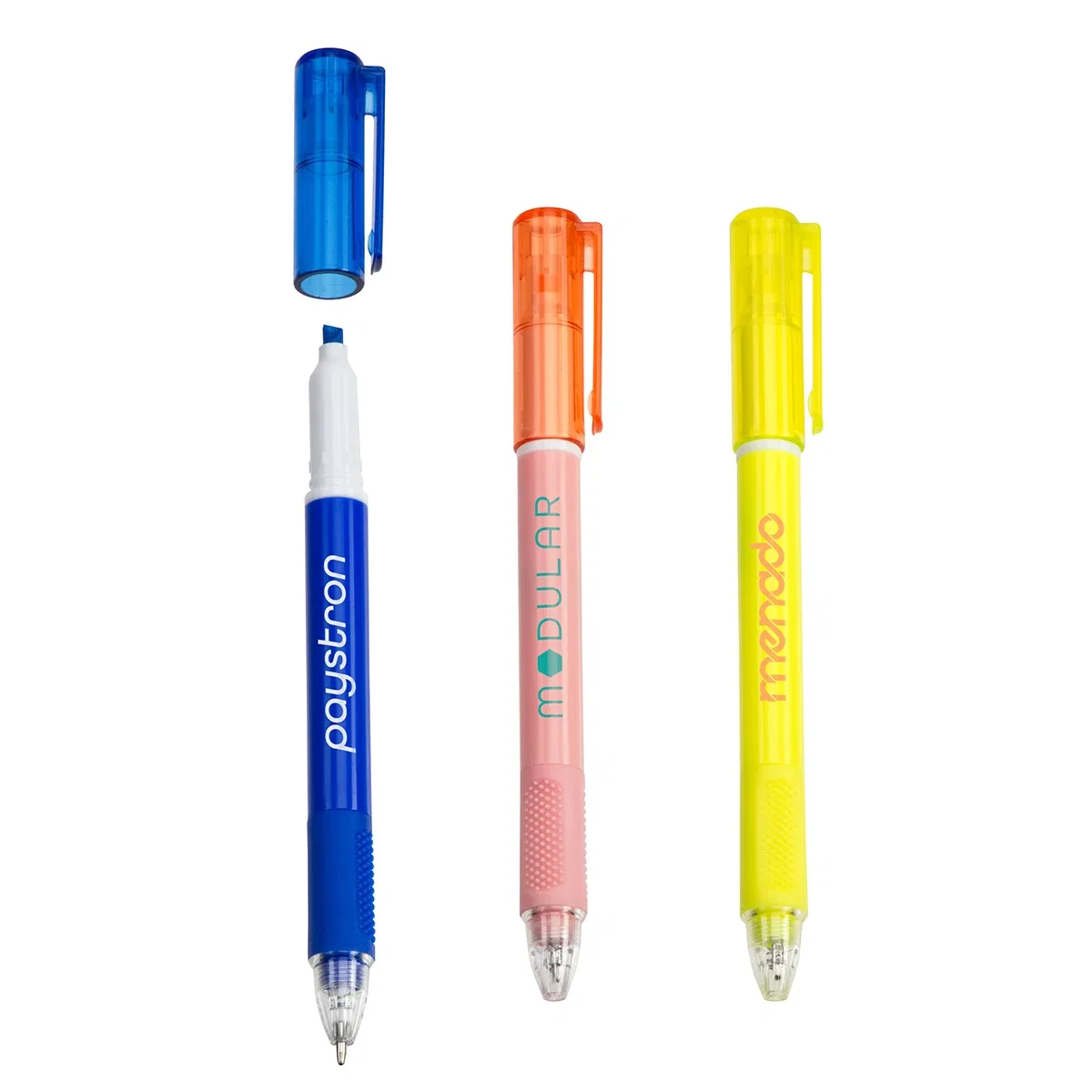 Skywriter 2-in-1 recycled plastic ballpoint pen and highlighter combo with textured rubber grip