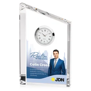 Slant-Beveled Crystal Peak Clock with Roman Numerals
