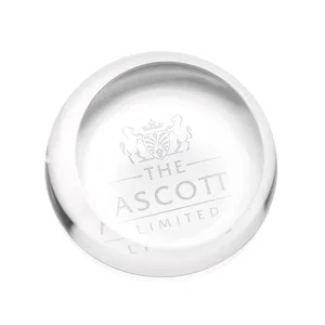 Round Slant-Top Crystal Paperweight, 3.5" x 1.5"