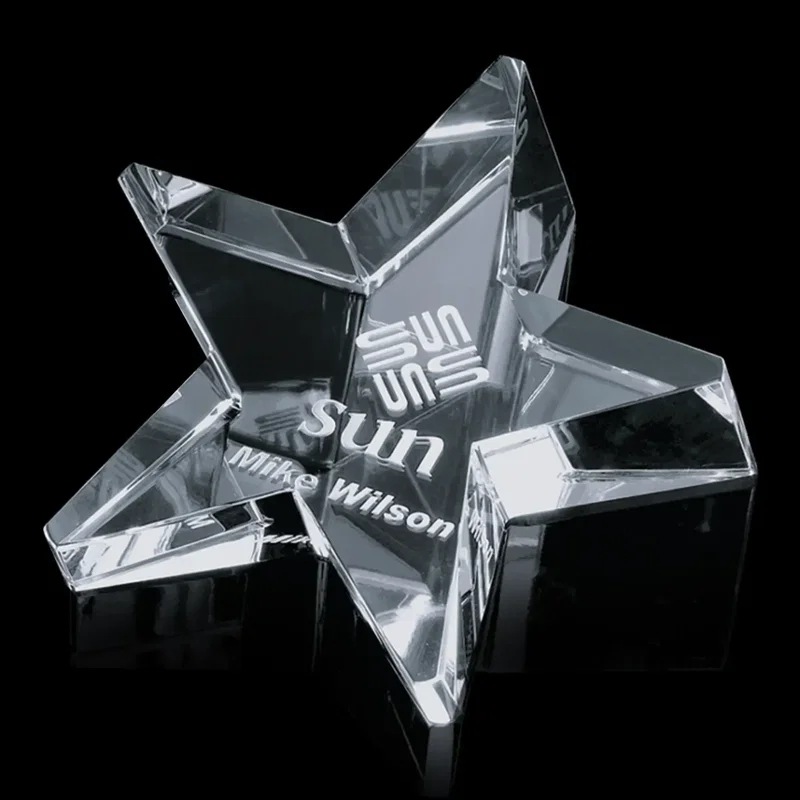Crystal Star Imprinted Paperweight for Promotional Branding β view 1