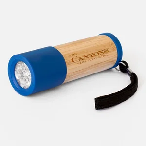Sleek Bamboo 9 LED Flashlight, 3.88" L x 1.25" Dia, Laser Engraved