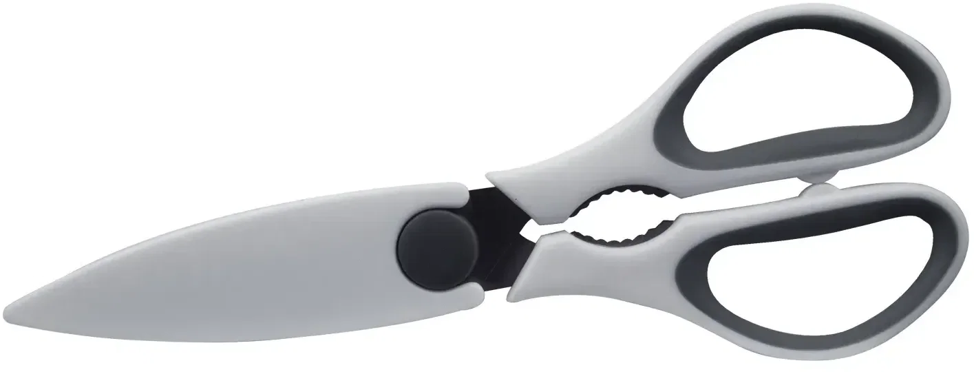 Slice-it Scissors. Stainless steel household scissors with bottle cap opener for right- and left-handed use, view 2