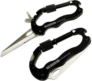 Slide-Lock Carabiner Pocket Knife