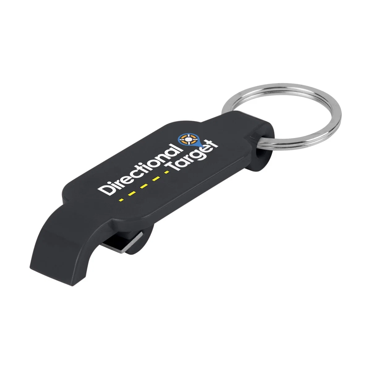 Slim bottle opener key chain measuring two and a half inches