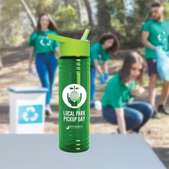 Slim Fit RPET Bottle with Flip-Straw Lid (24 oz.) — view 2