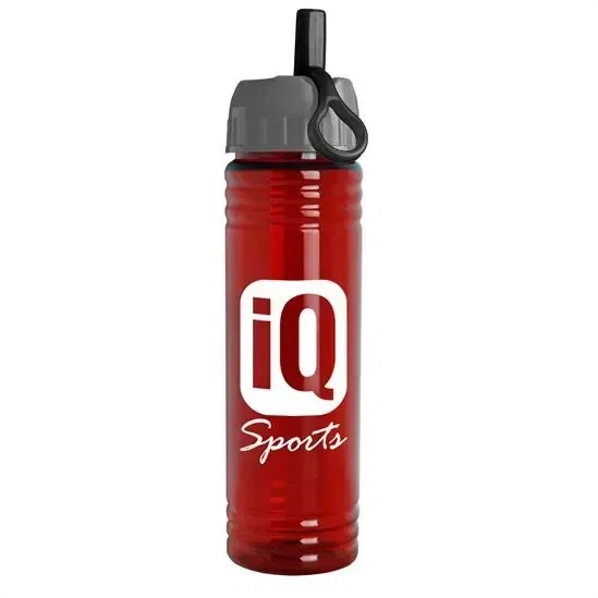 Slim Fit RPET Bottle with Ring-Straw Lid (24 oz.)