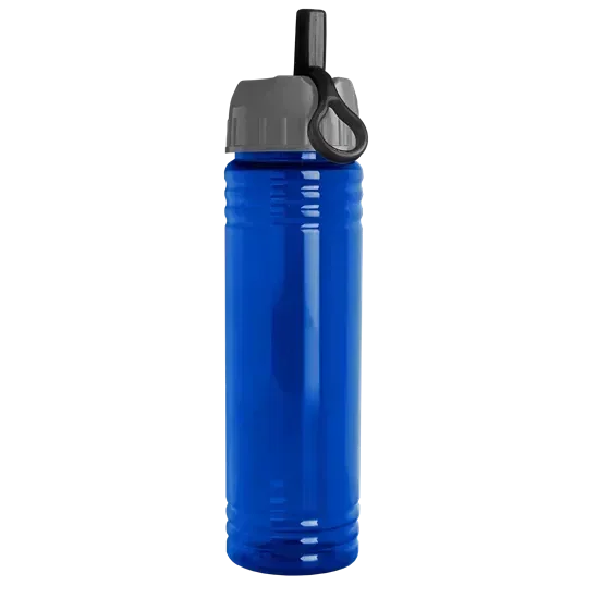 Slim Fit RPET Bottle with Ring-Straw Lid (24 oz.) — view 2