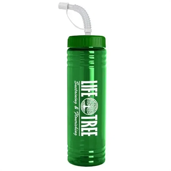 Slim Fit RPET Bottle with Straw Lid  (24 oz.)