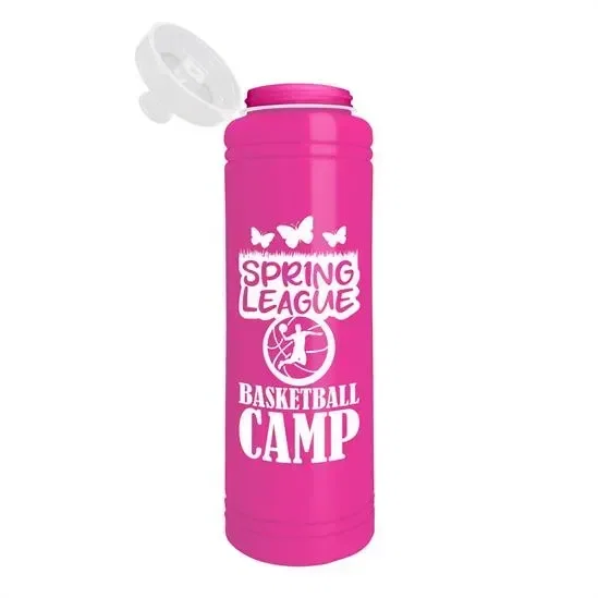 Slim Line Bottle with Tethered Push-Pull Lid (25 oz.)