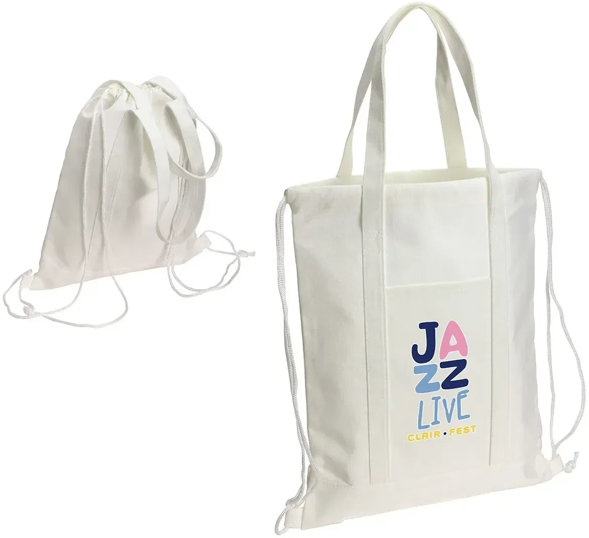 Branded Sloop RPET drawstring backpack, back view of cinch cords