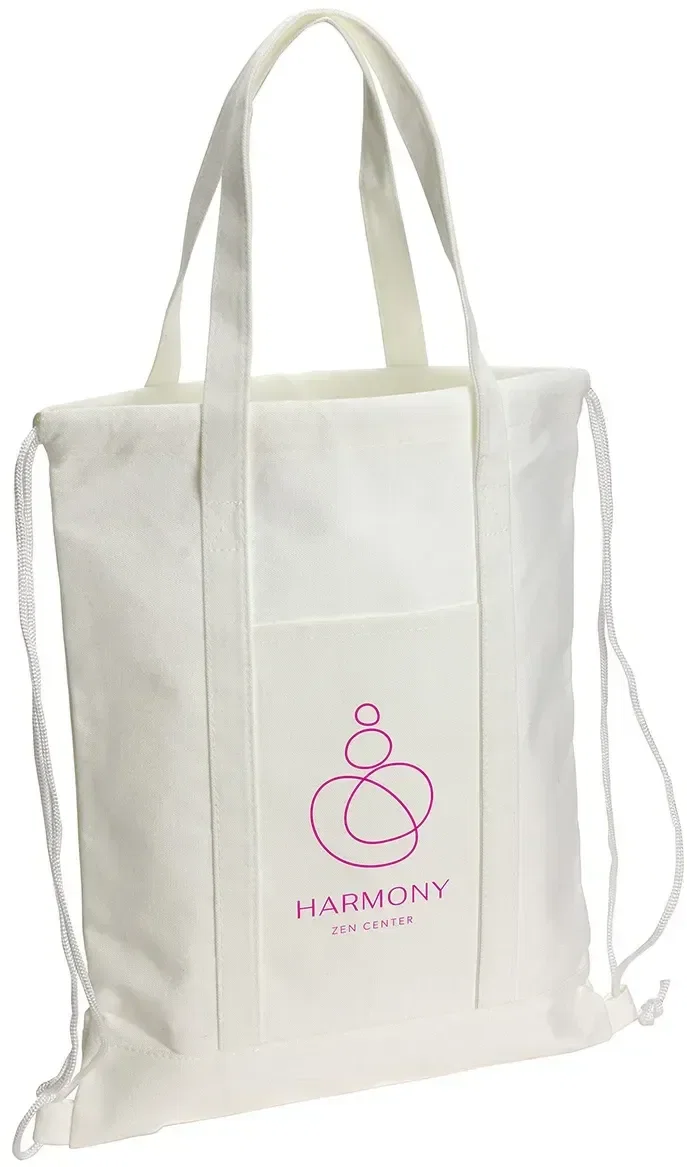 Promotional Sloop RPET canvas drawstring backpack, side profile
