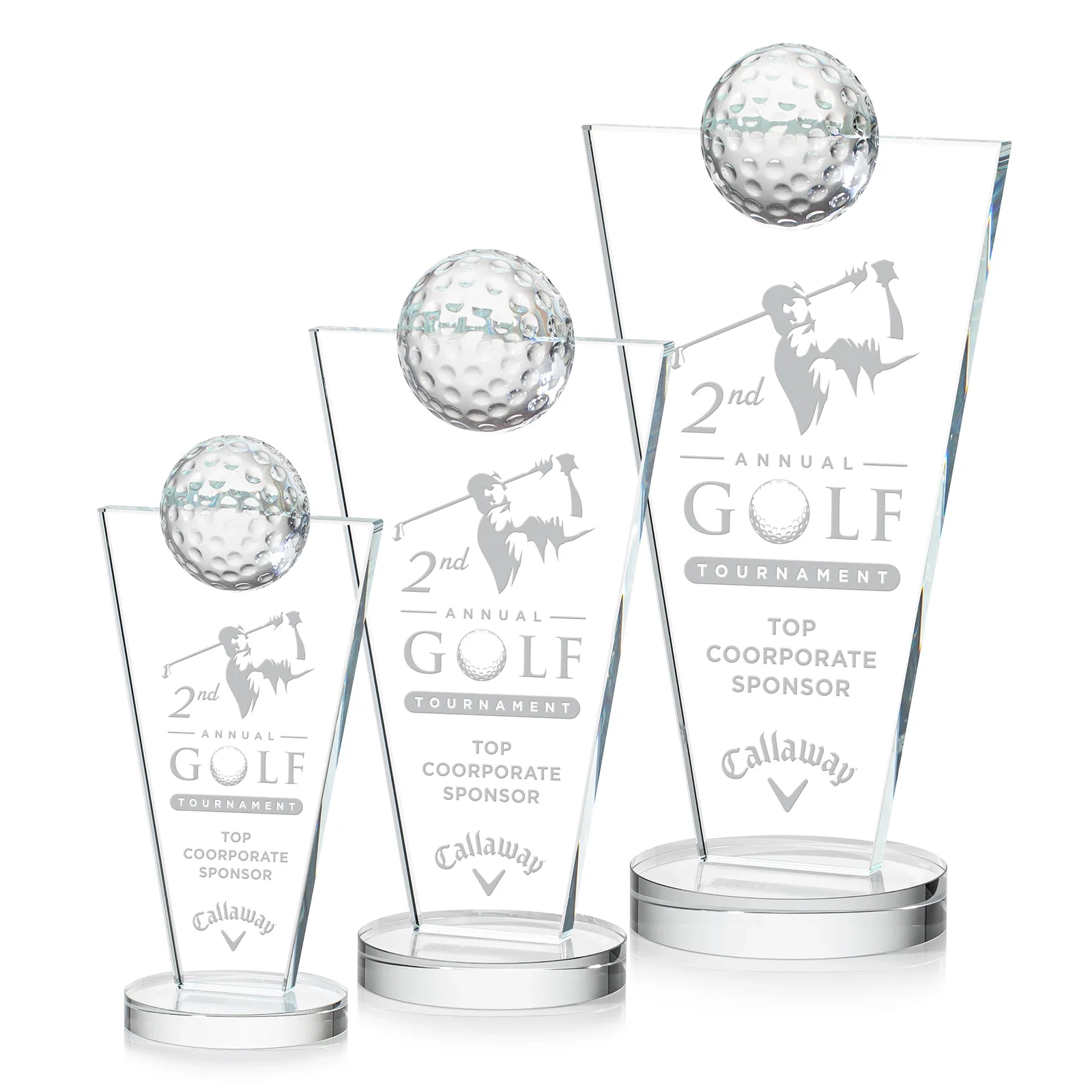 Custom Starfire Crystal Award with Optical Ball on Tapered Pane for employee recognition