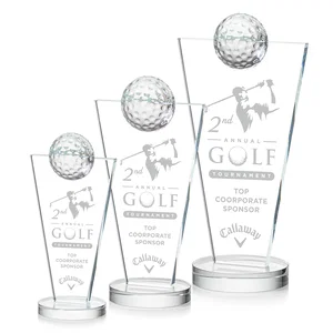 Starfire Crystal Award with Optical Ball on Tapered Pane