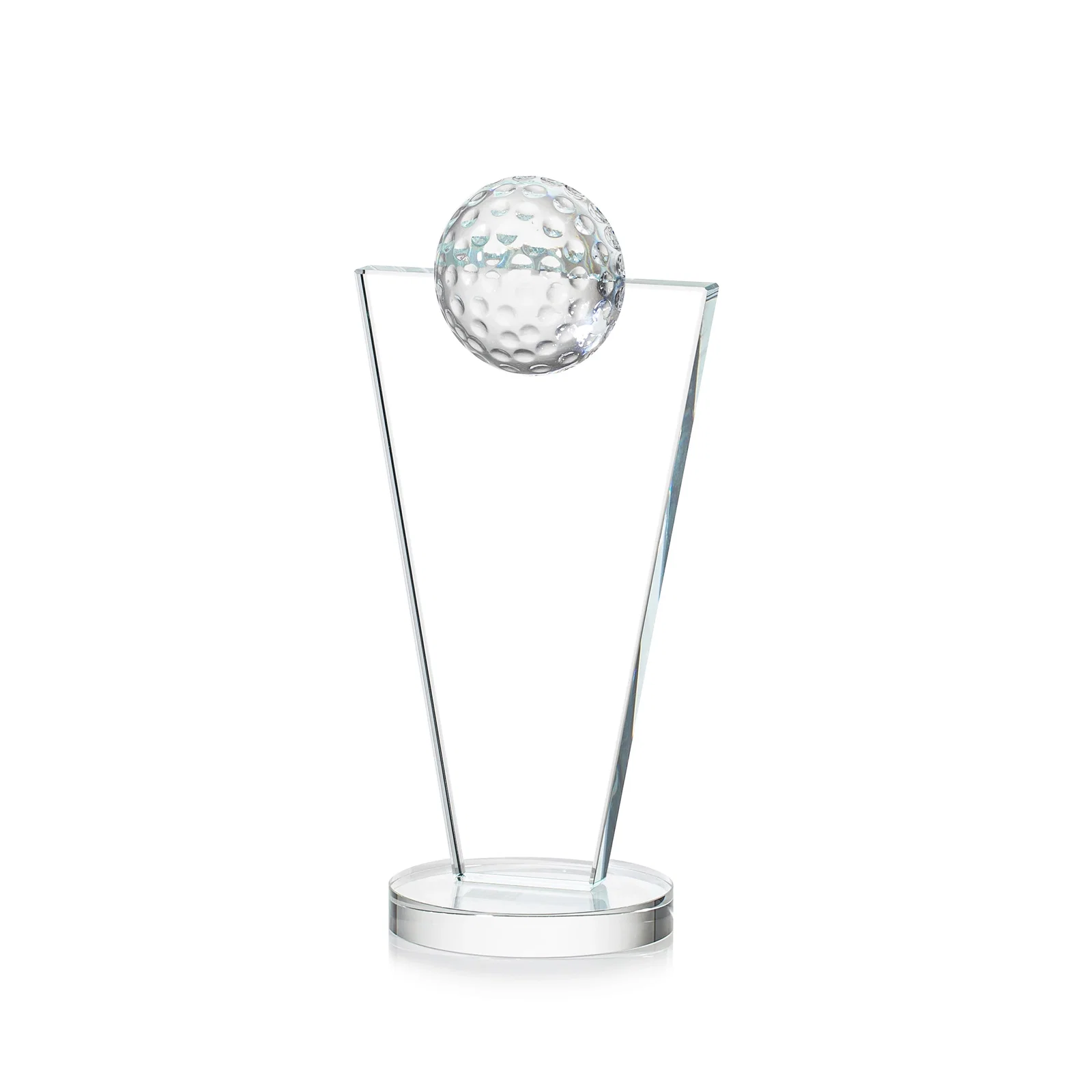Personalized Starfire Crystal Award with Optical Ball on Tapered Pane for retirement presentations