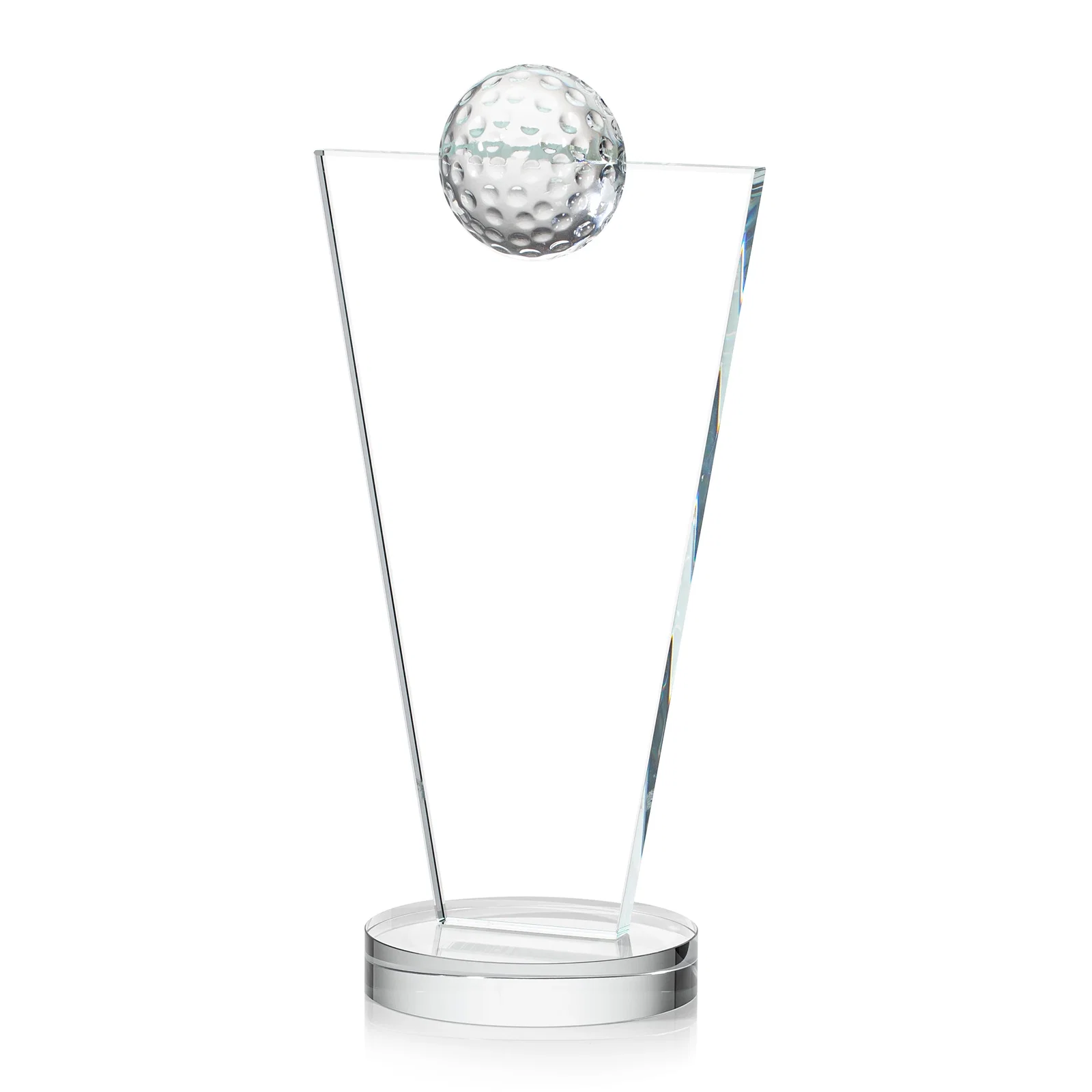 Personalized Starfire Crystal Award with Optical Ball on Tapered Pane for donor appreciation