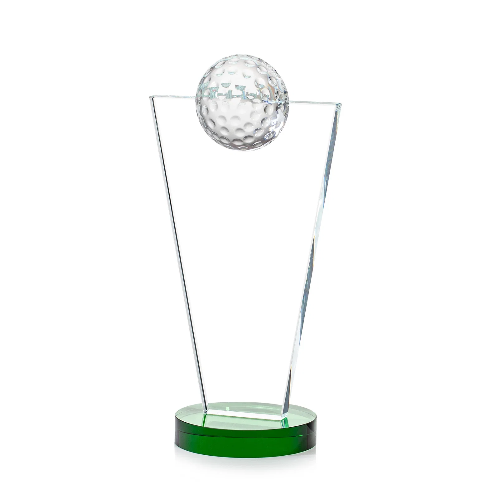 Personalized Starfire Crystal Award with Optical Ball on Tapered Pane for safety achievement programs