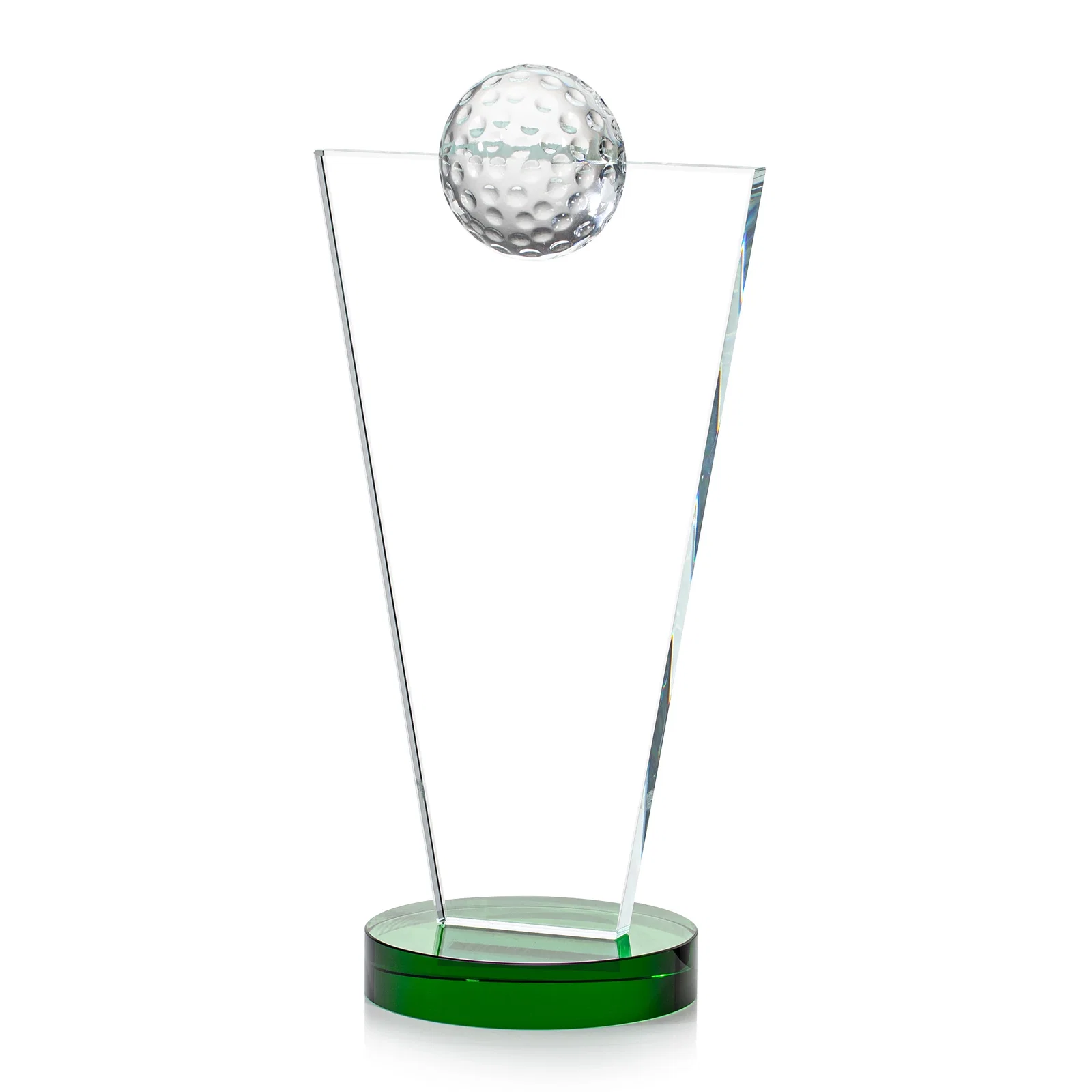 Personalized Starfire Crystal Award with Optical Ball on Tapered Pane for volunteer appreciation