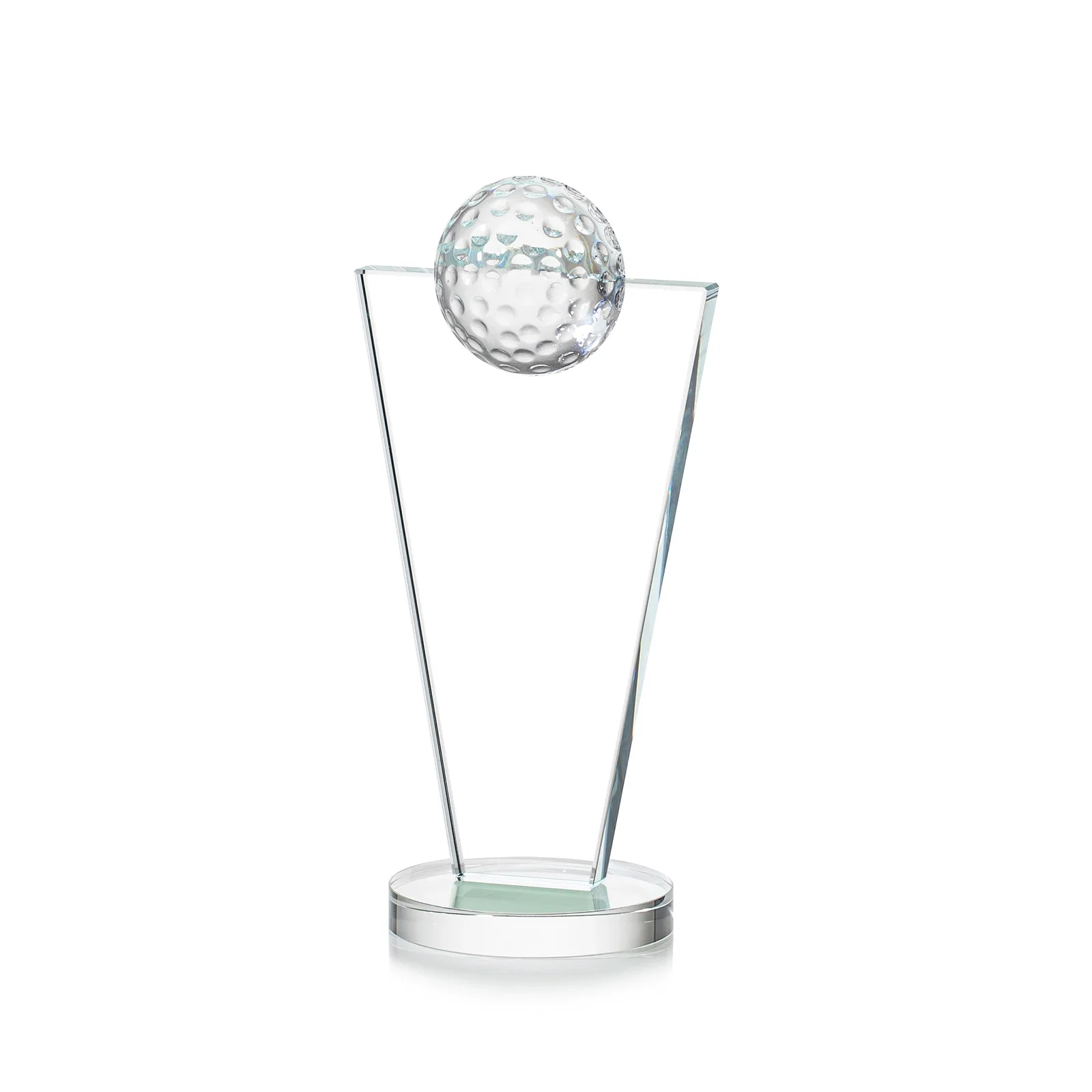 Personalized Starfire Crystal Award with Optical Ball on Tapered Pane for dealer and partner awards