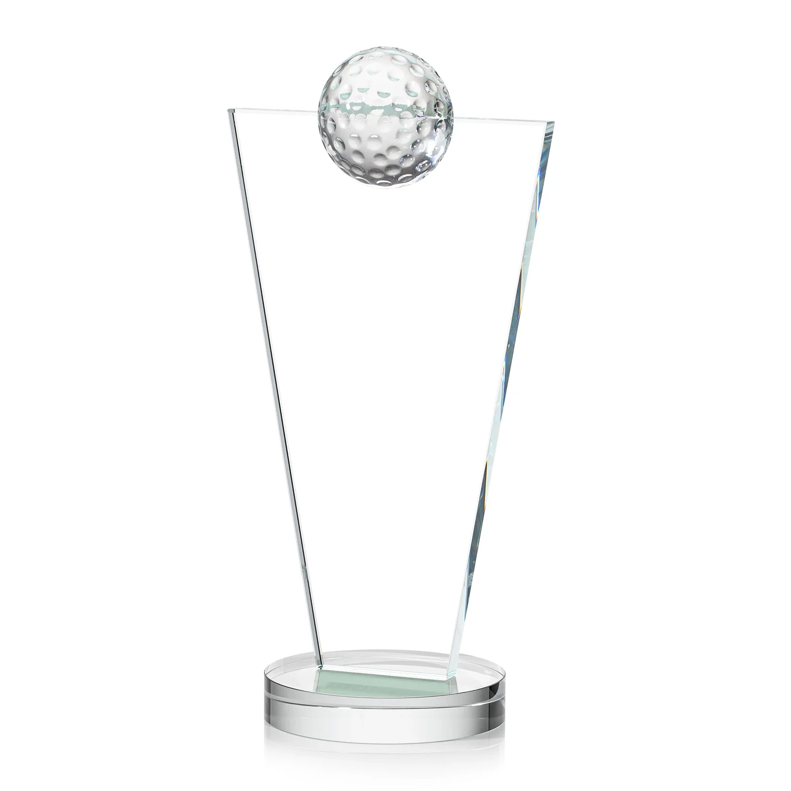 Promotional Starfire Crystal Award with Optical Ball on Tapered Pane for employee recognition