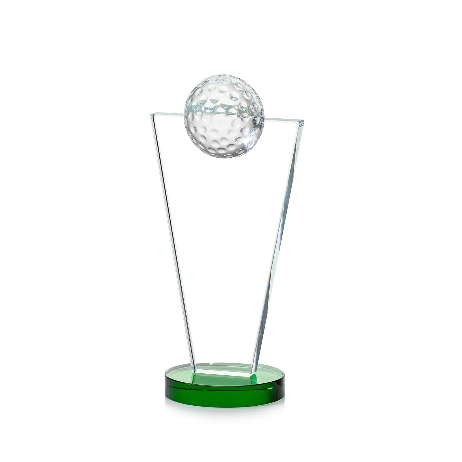 Promotional Starfire Crystal Award with Optical Ball on Tapered Pane for corporate award ceremonies