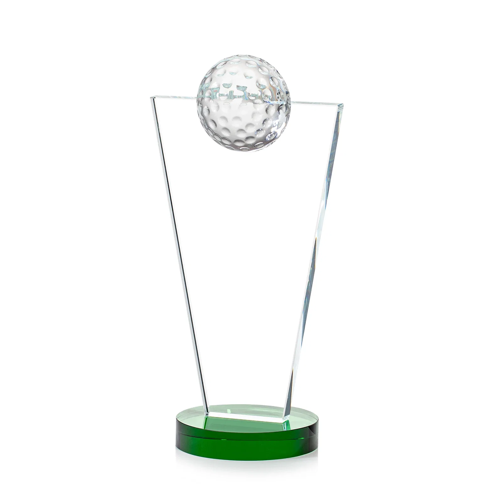 Promotional Starfire Crystal Award with Optical Ball on Tapered Pane for service anniversary gifts