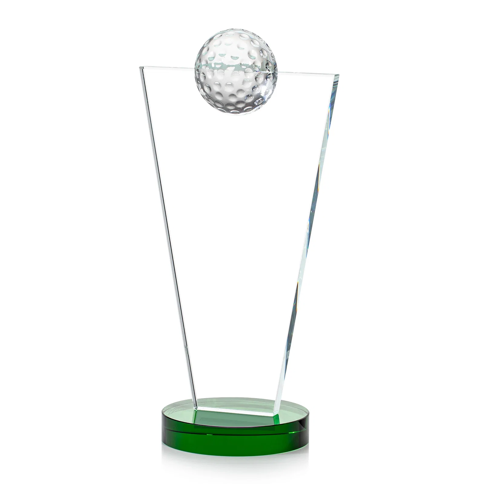 Promotional Starfire Crystal Award with Optical Ball on Tapered Pane for sales achievement awards