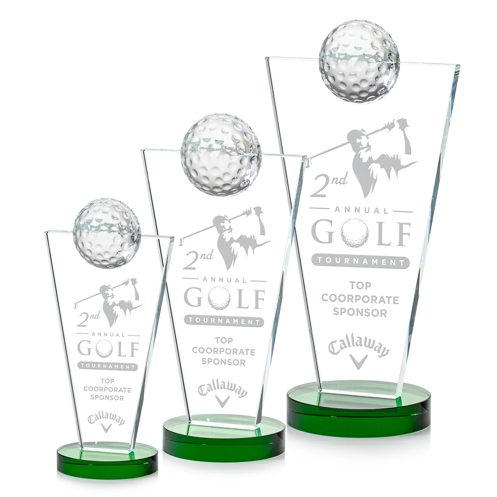 Custom Starfire Crystal Award with Optical Ball on Tapered Pane for retirement presentations