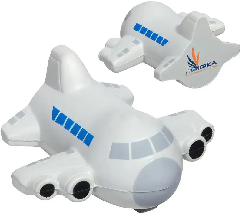 Small Airplane Stress Reliever, a custom compact-plane squeeze toy for logo-branded travel giveaways