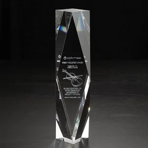 Small Chairmans Crystal Award, 2.5" x 8" x 2.5" Optical Crystal, Full-Color Imprint