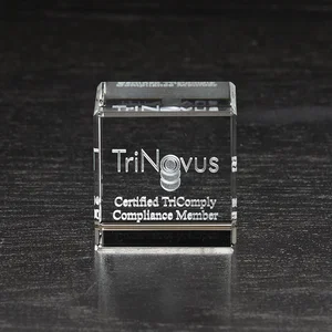 Small Flat Cube Crystal Award, 1.5" Optical Crystal, Full-Color Imprint