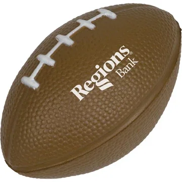 Small Football Stress Reliever, squeezable polyurethane promotional ball, front imprint view