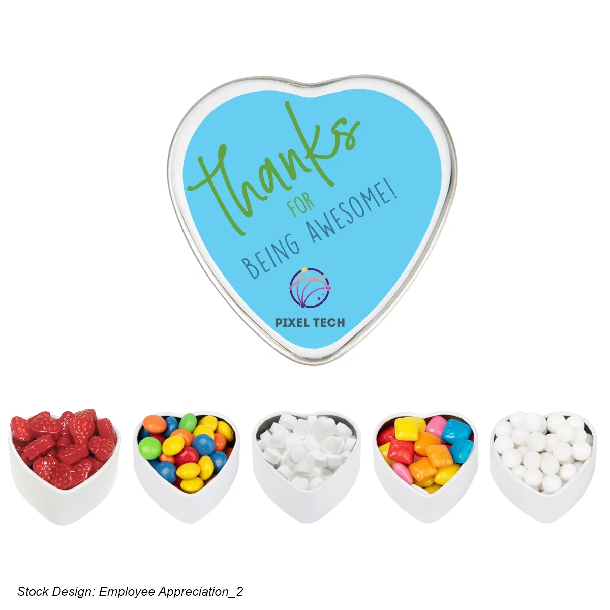Small white heart shaped tin under two inches wide