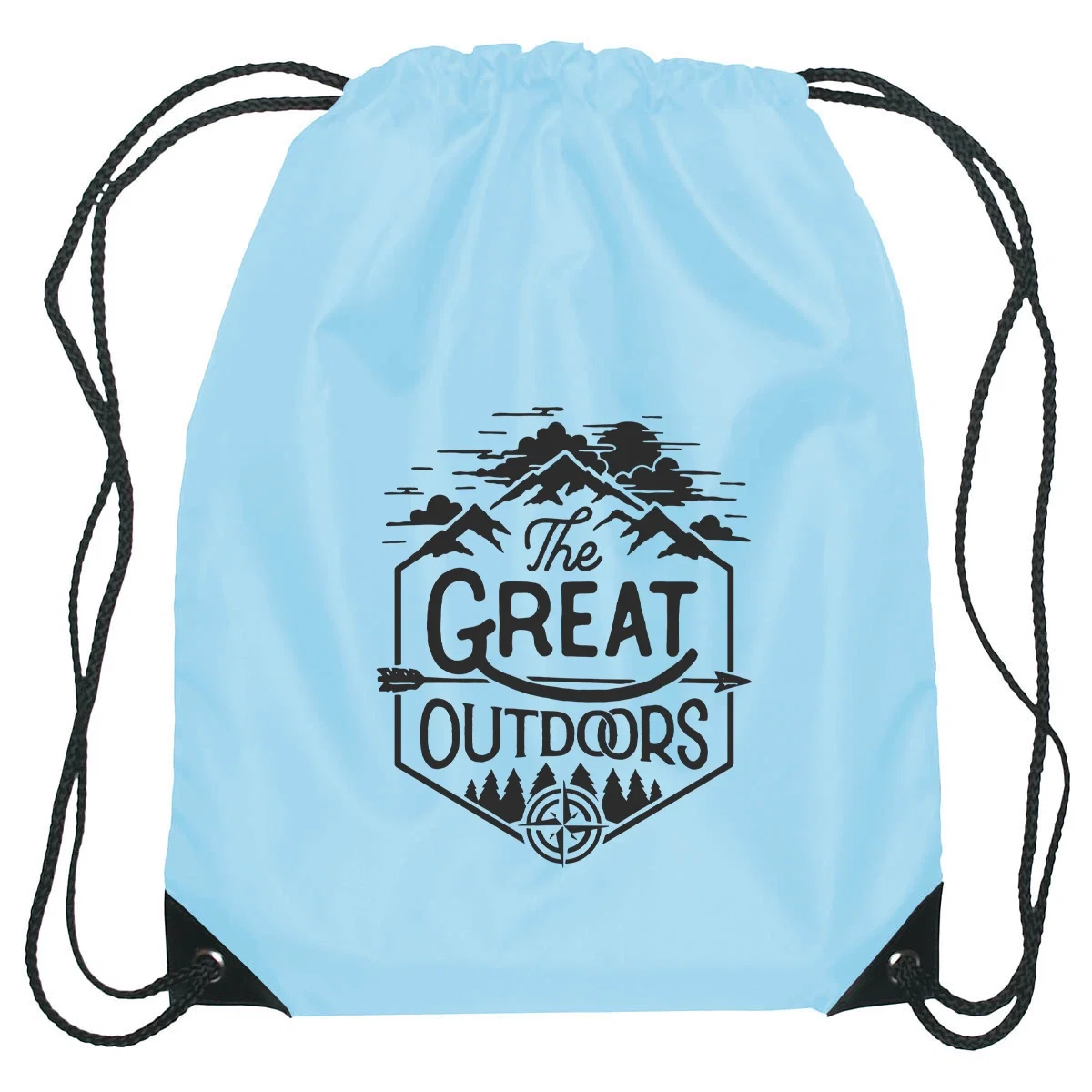 Shoulder cords cross the back of the empty sack