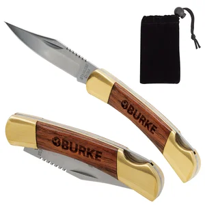 Custom Small Rosewood Pocket Knife - Gold