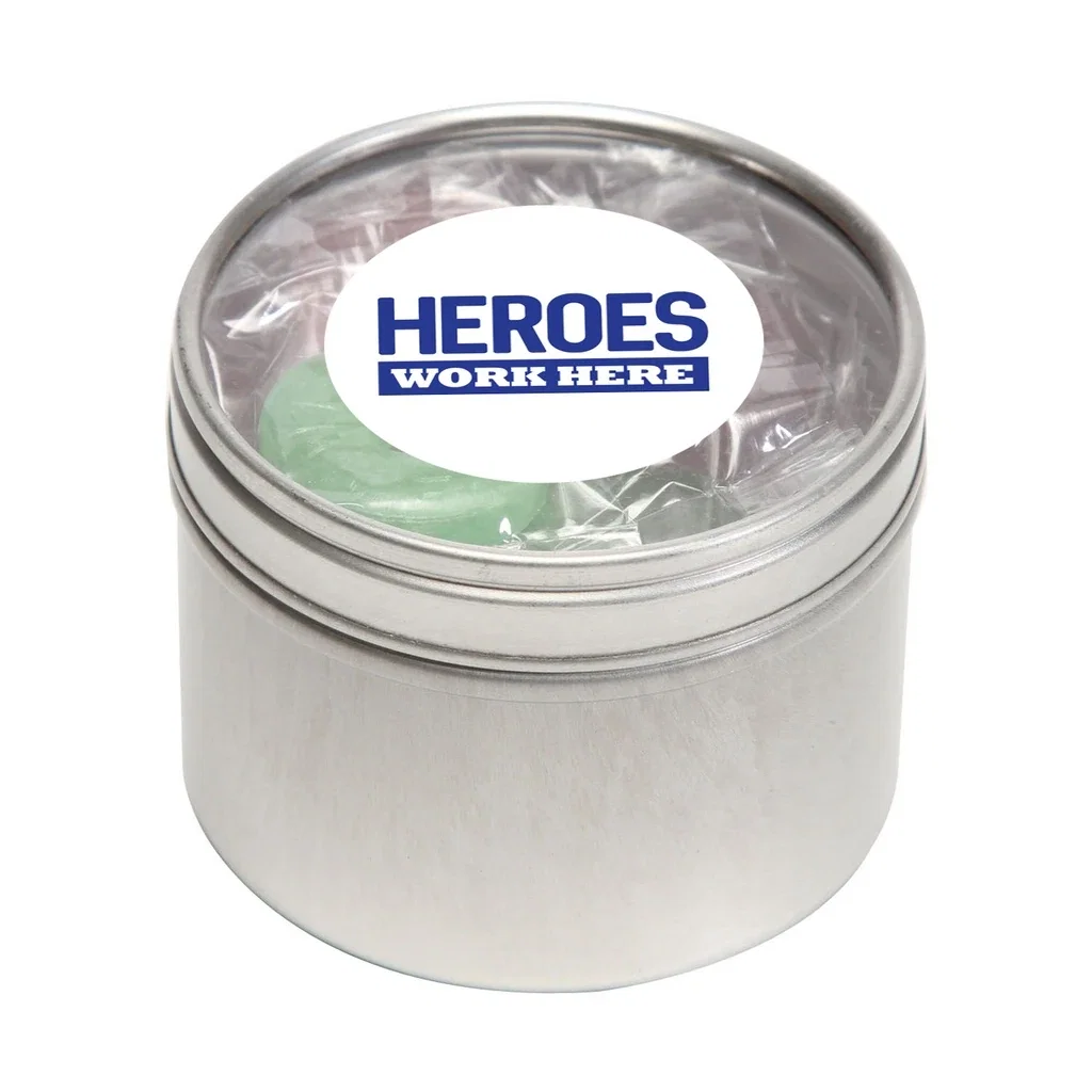 Small Round Window Tin Premium Fill — Silver,Candy Fill: Life Savers™ — view 3