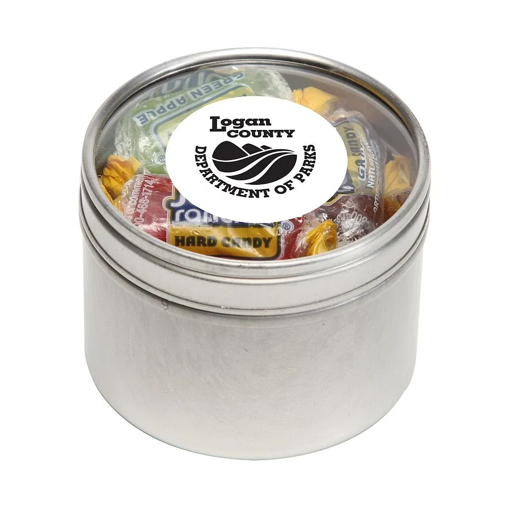 Small Round Window Tin Standard Fill — Silver,Candy Fill: Jolly Rancher™ — view 2