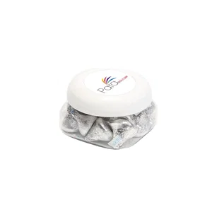 Small Snack Canister, 2.88" x 1.88" x 2.88", Clear Plastic with Candy Fill