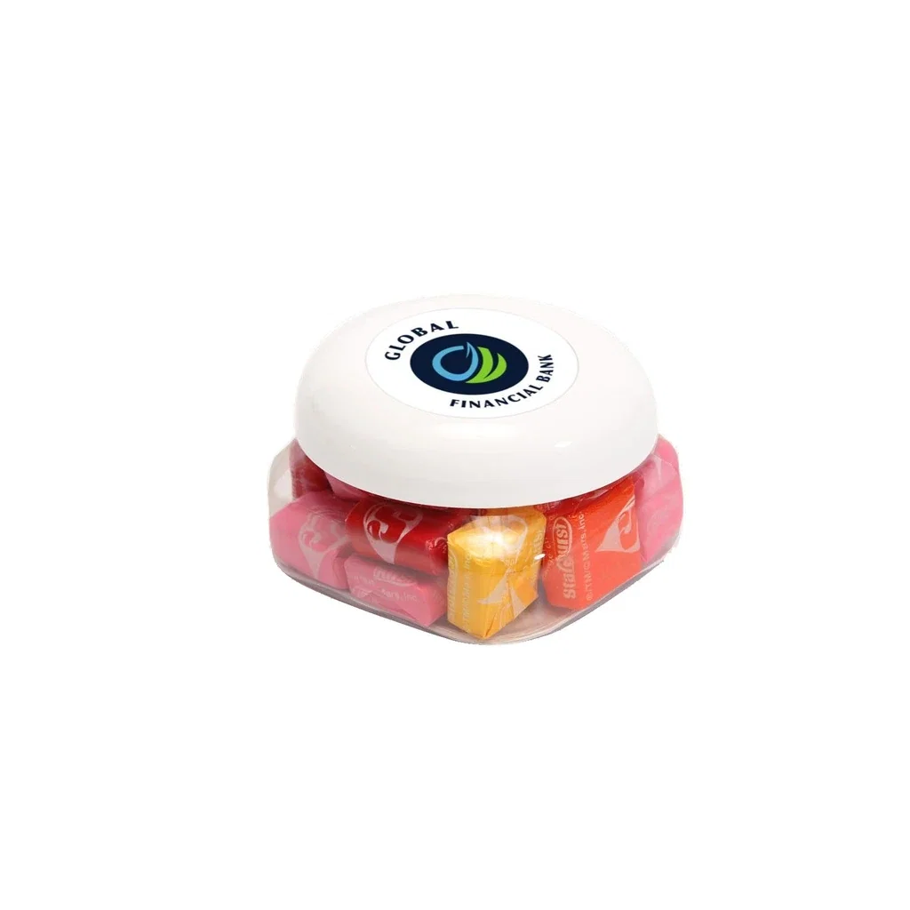 Small Snack Canister Standard Fill — Clear / White,Candy Fill: Starburst™ — view 3