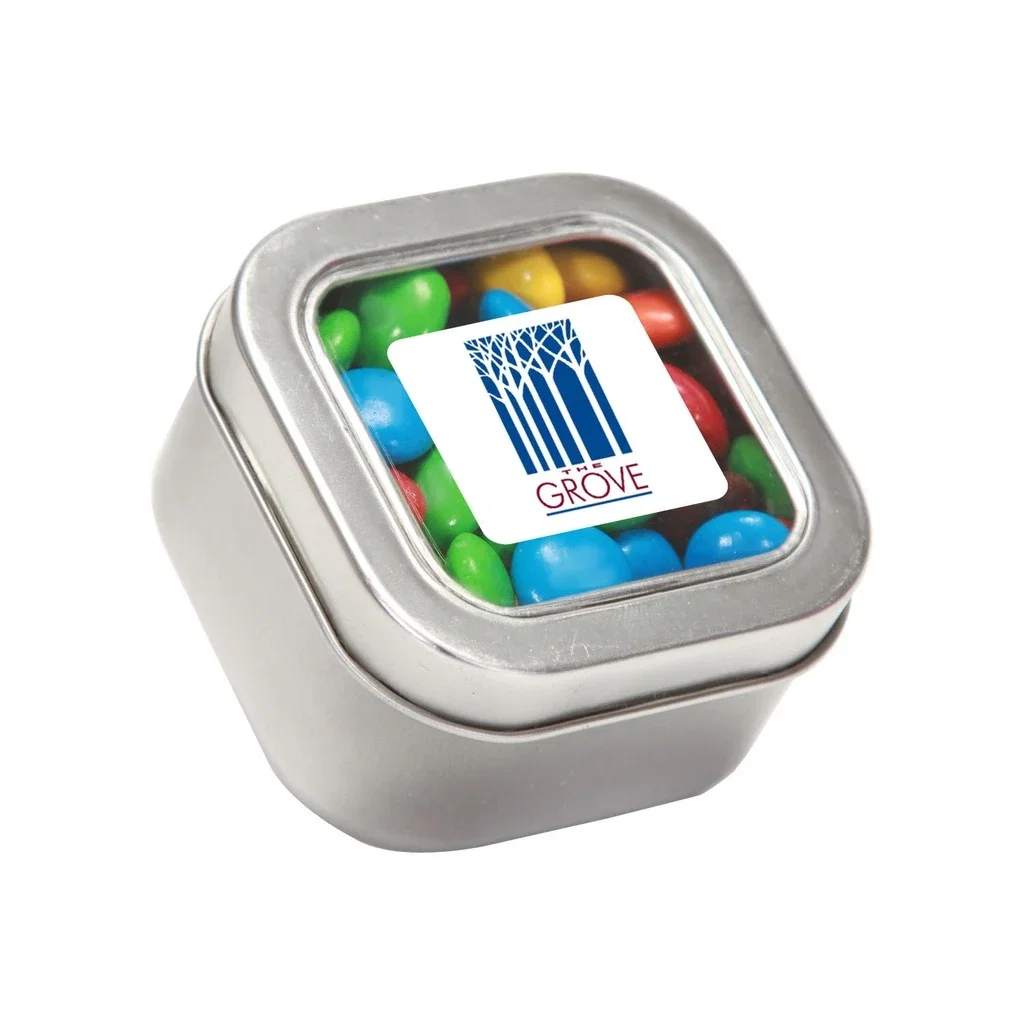 Small Square Window Tin Premium Fill — Silver,Candy Fill: M&M's™ — view 4