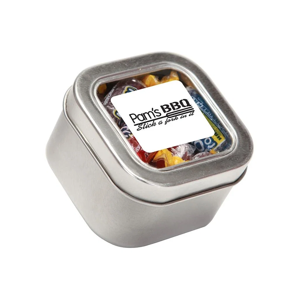 Small Square Window Tin Standard Fill — Silver,Candy Fill: Jolly Rancher™ — view 2