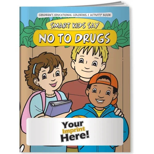 Smart Kids Say NO to Drugs coloring book cover, kids drug-prevention activity book